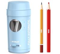 AFMAT Fully Automatic Electric Pencil Sharpener, Rechargeable Pencil Sharpener with Container for 7-8 mm Thick and Thin Pens, Auto In & Out, Auto Stop Electric Sharpener for Home, Office, School, Blue