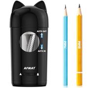 AFMAT Fully Automatic Electric Pencil Sharpener with Cat Ears, Electric Pencil Sharpener with Container for 7-8 mm Pens (Thick & Thin) - USB Sharpener Children, Gift for School/Office, Black