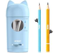 AFMAT Fully Automatic Electric Pencil Sharpener with Container for Color Pencils 7-8 mm, Auto in&Out,Rechargeable Hands-Free Pencil Sharpener for Kids,Cat Electric Sharpener for Home,School, Blue PSX9