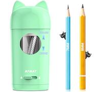 AFMAT Fully Automatic Electric Pencil Sharpener with Container for Color Pencils 7-8 mm, Auto in&Out,Rechargeable Hands-Free Pencil Sharpener for Kids,Cute Cat Electric Sharpener for Home,School,Green