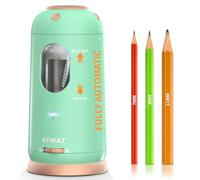 AFMAT Fully Automatic Pencil Sharpener, Portable Electric Sharpener for Coloured Pencil 7-11.5mm, Auto Stopped, Ringdots Electric Pencil Sharpeners for Home Office School Classroom Kids Use, Green