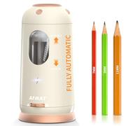 AFMAT Fully Automatic Pencil Sharpener, Rechargeable Electric Pencil Sharpeners Ringdots for 7-11.5mm Jumbo Pencils, Desk Pencil Sharpener with Container for Artist Kids Teacher, Off-White, PSC8