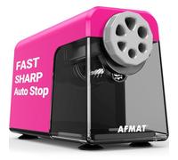 AFMAT Heavy Duty Electric Pencil Sharpener, 6 Holes, Classroom Pencil Sharpener for 6-11mm Pencils, Auto Stop, Super Fast, Never Eat Pencils, School Teacher Must Have Pencil Sharpeners Plug in, Pink