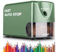 AFMAT Heavy Duty Electric Pencil Sharpener, Automatic Shut-Off for Colored Pencils #2 6-11mm, Standard/Large Pencils, Quick Sharpening in 3 Seconds, Pointed Tip, Green