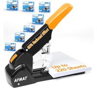 AFMAT Heavy Duty Stapler, 210 Sheet Capacity, 60% Less Effort, Jam-Free, Includes 7,000 Staples, Metal Office Desktop Stapler with Adjustable Throat Depth for Office & Home, 50,000+ Uses, Orange ES15