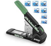 AFMAT Heavy Duty Stapler, 210 Sheet Capacity, 60% Less Effort, Jam-Free, Includes 7,000 Staples, Metal Office Desktop Stapler with Adjustable Throat Depth for Office & Home, 50,000+ Uses, Green ES15