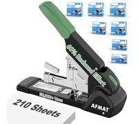 AFMAT Heavy Duty Stapler, 210 Sheet Effortless Stapler for Desk, 60% Reduced Effort, Jam Free, 50,000+ Uses, Adjustable Paper Depth, Metal Desktop Staplers for Office, Includes 7000Pcs Staples, ES15