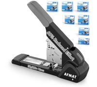 AFMAT Heavy Duty Stapler, 60% Less Effort, Staples Up to 210 Sheets, Anti-Jam, Ergonomic Lever Design, Metal Office Stapler with Adjustable Throat Depth, Long-Lasting, Includes 7,000 Staples,Grey ES15