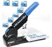AFMAT Heavy Duty Stapler, 60% Less Effort, Staples Up to 210 Sheets, Anti-Jam, Ergonomic Lever Design, Metal Office Stapler with Adjustable Throat Depth, Long-Lasting, Includes 7,000 Staples,Blue ES15