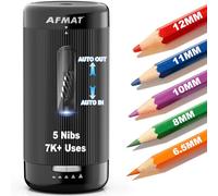 AFMAT PSC3 Electric Pencil Sharpener, Auto in & Out, 5 Nibs, 7K+ Uses, Fully Automatic Pencil Sharpener for Classroom, Rechargeable Hands-Free Sharpeners for Jumbo/Colored Pencils (φ6.5-12mm) (Black)