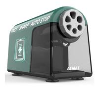 AFMAT PSD2 Automatic Pencil Sharpener with Tin, 6 Holes Auto Stop Rechargeable Desktop Electric Sharpener Robust for Large Pencil 6-11 mm, Sharp Tip, Children Artists Teachers, Green
