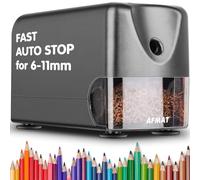 AFMAT PSX3 Heavy Duty Electric Pencil Sharpener, Auto Stop Classroom Pencil Sharpeners for 6-11mm No.2/Colored Pencils, Pencil Sharpener for Large Pencils, Sharp Point, Save Pencil, Gray