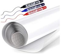 AFMAT Whiteboard Paper,Large Whiteboard Paper Sticker Roll for Wall, 44x335CM Self Adhesive Dry Erase Paper Roll, Magnetic Wall Sticker, No Ghost After 60 Days, for Home Office School Memo,3 Markers