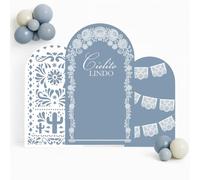 Afoloa Set of 3 Arch Backdrop Cover Cielito Lindo Baby Shower Spandex Arch Fabric Cover for Mexican Bridal Wedding Birthday Party Decoration (4FT 5FT 6FT,Dusty Blue)