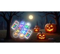Afoosoo 10pcs RGB Underwater LED Lights Submersible Multicolor 100% Waterproof LED Candle Tealight CR2450 Mood Light Battery Powered with IR Remote Control for Vase Bowls Swimming Pool (Hanging)