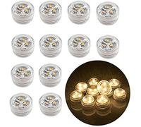 Afoosoo 12pcs Flameless LED Tea Light Candles Battery Operated Waterproof Submersible Decorative Lights for Vase Fish Tank Wedding Centerpiece Halloween Party Pumpkin Lights (Warm White)
