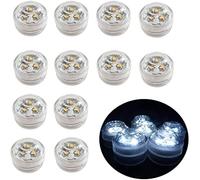 Afoosoo 12pcs Flameless LED Tea Light Candles Battery Operated Waterproof Submersible Decorative Lights for Christmas Wedding Centerpiece Halloween Party Lights (White Color)