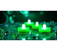 Afoosoo 50pcs Underwater LED Light Flameless LED Candle Battery Operated Tealight Submersible Decorative Lights for Wedding Party Event Light Aquarium Light Christmas Halloween Light (Green)