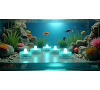 Afoosoo 50pcs Underwater LED Light Flameless LED Candle Battery Operated Tealight Submersible Decorative Lights for Wedding Party Event Light Aquarium Light Christmas Halloween Light (Teal)