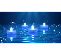 Afoosoo 50pcs Underwater LED Light Flameless LED Candle Battery Operated Tealight Submersible Decorative Lights for Wedding Party Event Light Aquarium Light Christmas Halloween Light (Blue)