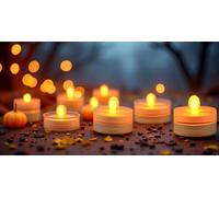 Afoosoo 50pcs Underwater LED Light Flameless LED Candle Battery Operated Tealight Submersible Decorative Lights for Wedding Party Event Light Aquarium Light Christmas Halloween Light (Yellow)