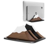 AFOOYO Vertical Dual Laptop Stand - Snow Peak-Shaped Walnut Adjustable Laptop Holder,2 Slots Desktop Dock Compatible with All MacBook, Surface,Chromebook,Dell & More(Walnut)