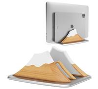 AFOOYO Vertical Dual Laptop Stand - Snow Peak-Shaped Wooden Adjustable Laptop Holder,2 Slots Desktop Dock Compatible with All MacBook, Surface,Chromebook,Dell & More(Beechwood)