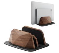 AFOOYO Vertical Laptop Stand - Dual Slots Walnut Adjustable Laptop Holder,Desktop Dock Compatible with All MacBook, Surface,Chromebook,Dell & More(Walnut)