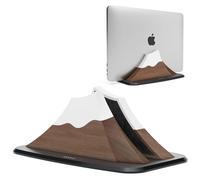 AFOOYO Vertical Laptop Stand - Snow Peak-Shaped Wooden Holder Dock Compatible with MacBook, Surface, Chromebook, Dell & More - Space-Saving Design for All Laptops,Walnut Finish