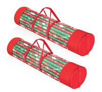 AFOROEOA Wrapping Paper Storage Bag, Wrap Organizer (2 Red + Clear)