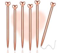 Afoxon 6 Pcs Valentine's Day Heart Shaped Pens, Cute Metal Retractable Decorative Black Ink Pens, Gifts for Women Girl Wedding Bridal Shower Valentine's Day[Rose Gold]