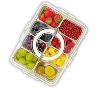 Afoxon Divided Serving Tray with Lid & Handle - Snackle Box Charcuterie Container/Storage Organizer for Veggie, Fruit, Candy, Nuts - Serving Platter for Picnic, Party, Holidays and Travel