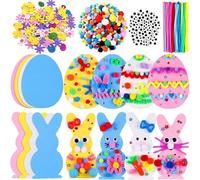 Afoxon Easter Craft Kits for Kids, Easter Egg Bunny Felt Ornaments, DIY Easter Rabbit Foam Stickers Decorative for Easter Party Home Decor