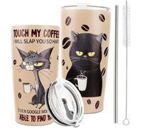 Afoxon Gifts for Cat Lovers, 20oz Cat Tumbler with Lid,Cats Travel Coffee Cup, Touch My Coffee I Will Slap You, Funny Birthday Gift for Women Men