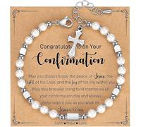 Afoxon Tiny Bead Cross Bracelet - Stocking Stuffers for Kids/Teens/Girls/Women, Confirmation 1st Communion Baptism Easter Valentines Birthday Christmas Gifts (Confirmation-2)