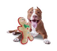 AFP MerryTough Buddy - Christmas Dog Toy, Gingerbread Man Design, Durable with Tough Liner and Puncture Proof Squeaker, Extra Soft Plush Material, Great for Fetch, Perfect Christmas Dog Toys Gift
