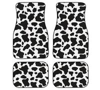 AFPANQZ Animal Cow Print Car Mats Floor Carpet Set of 4 Piece Front & Rear Durable Liners for Car Truck SUV & Van, Auto Interior Accessories Covers Heavy Duty Black White Cow Skin