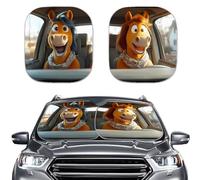 AFPANQZ Cartoon Horse Car Windshield Sun Shades Visor Car Front Window Sunshade Large Sun Protection Block Sun Visor Glare UV Sun Protecion Car Interior Protection 28.5"x25.5"