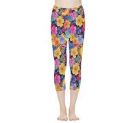 AFPANQZ Leggings for Women High Waist Work Out Yoga Pants Tight Mid Length Seamless Legging Butt Lift XS-3X Sports Wear, Banana Tropical Flower, XXXL