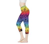 AFPANQZ Leggings for Women High Waist Work Out Yoga Pants Tight Mid Length Seamless Legging Butt Lift XS-3X Sports Wear, Music Colorful, XXXL