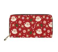 AFPANQZ Long Wallet for Women Slim Purse PU Leather Clutch Zip Around Cards Phone Holder, Santa Claus Print, One Size
