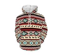 AFPANQZ Sweaters Men Hooded Pullover Hoodie Sweatshirt Front Pocket Long Sleeve, Aztec Horse Stripes, XX-L