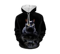 AFPANQZ Sweaters Men Hooded Pullover Hoodie Sweatshirt Front Pocket Long Sleeve, Black Cat, 4XL