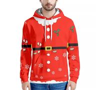 AFPANQZ Sweaters Men Hooded Pullover Hoodie Sweatshirt Front Pocket Long Sleeve, Christmas, 4XL