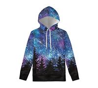 AFPANQZ Sweaters Men Hooded Pullover Hoodie Sweatshirt Front Pocket Long Sleeve, Galaxy Forest, XXL
