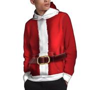 AFPANQZ Sweaters Men Hooded Pullover Hoodie Sweatshirt Front Pocket Long Sleeve, Santa Claus Cos, 4XL