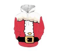 AFPANQZ Sweaters Men Hooded Pullover Hoodie Sweatshirt Front Pocket Long Sleeve, Santa Claus Cos Design, 4XL
