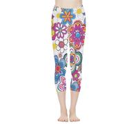AFPANQZ Women's Yoga Leggings Seamless Compression Pants for Gym Sports Scrunch Butt Soft High Waisted Legging Work Out, Colorful Flowers, Large
