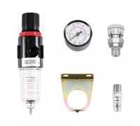 AFR-2000 1/4" Air Compressor Filter Water Separator Trap with Pressure Regulator Gauge, 40 Pneumatic Moisture Remover for Tools, Max 135 PSI, Metal Body, Black