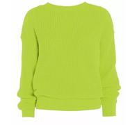 AFR® Women’s Crew Neck Knitted Fishnet Baggy Oversized Jumper, Ladies Winter Warm Long Sleeve Pullover Loose Sweater Top (Lime Green, M-L)
